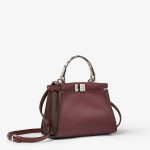 FENDI Peekaboo Mini Burgundy and brown Selleria bag with 220 hand-sewn topstitches - Image 2